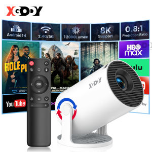 Local Delivery XGODY Gimbal 3 New Android 14 Mini Smart Portable Projector 4K Decoding Native 720P 300 ANSI 180° Free Rotation Support Auto Vertical Keystone Home Theater