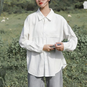 100 Cotton Oversized White Shirt Women Korean Long sleeve Basic Blouse Female Loose Casual Tops Button up Lady Tunic