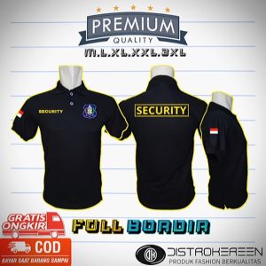 TERLARIS!! KAOS BAJU SHIRT BORDIR SECURITY LOGO BIRU - SECURITY HITAM