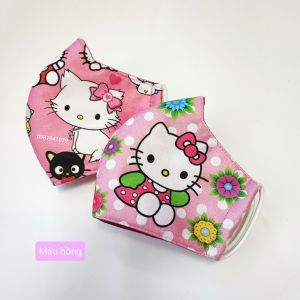 Khẩu trang vải Hello Kitty cho bé gái từ 3 đến 12 tuổi có dây điều chỉnh nhiều màu