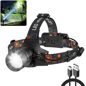 Powerful Head Flashlight Aluminium Alloy Headlight Led Head High Lumen Rechargeable Led Headlamp Camping Hunting Fishing