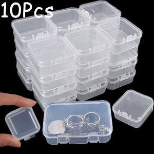 10pcs Mixed Style Mini Plastic Storage Boxes Clear Small Storage Boxes Travel Jewelry Storage Box Makeup Desktop Organizer for Storage of Small Items Crafts Jewelry
