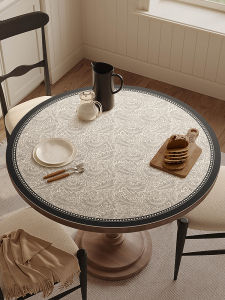 สไตล์ฝรั่งเศส ผ้าปูโต๊ะกลมกันน้ํากันน้ํา หนัง เสื่อโต๊ะรับประทานอาหารฉนวนกันความร้อนป้องกันการรั่วไหล No-wash Home Decor