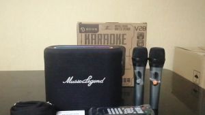 ลำโพง MUSIC LEGEND รุ่น V28  100WATT MUSIC Portable Karaoke Bluetooth speaker ลำโพงบลูทูธ พร้อมไมค์โครโฟน 2 อัน