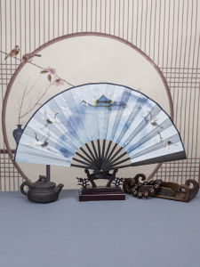 พัดกระดาษพับขนาด 10 นิ้ว สำหรับผู้ชายและผู้หญิง ฤดูร้อน ของขวัญสุดเท่ สำหรับนักเรียน ฮันฟู ผ้าไหม ลายการ์ตูน ดินสอ ดินสอ ดินสอ