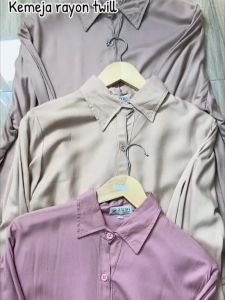 Kemeja Rayon Twill Polos Basic Lengan Panjang Casual By Zubi Fashion