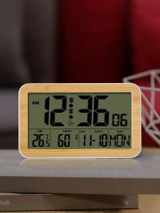 Living Room Digital Clock Luminous Wall Clock Digital Clock Desktop Temperature and Humidity Alarm Clock Minimalist Creative Desktop For Home