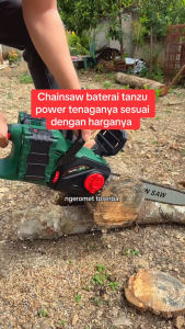 TANZU 16-Inci Gergaji Rantai Nirkabel Motor Tanpa Brush 2 Baterai Lithium Daya Tinggi - Portabel untuk Pemotongan Kayu & Kebun