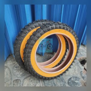 Ban Luar Sepeda Ukuran 12 1/2 x 1.75 x 2 1/4 Lucky Stone Hitam Kuning Anak Push Bike | High Quality