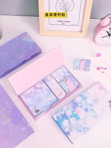 [Hàng mới về] Hộp giấy note 480 tờ màu Hoa - Hộp 6 tập giấy ghi nhớ đủ loại nhiều kích cỡ