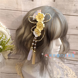 Original Design Sakura Fan Hairpin Japanese Style Girls Kanzashi Hair Accessories Soft Tassel Edge Clip Pair Clip