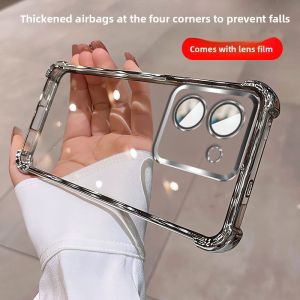 Vivo Y27 Silicone Protective Case with Lens Film Full Cover Shockproof 5G International Version Soft Shell Transparent Exterior