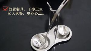 PDM Premium 304 Stainless Steel Soup Ladle Rest Holder Spoon Rest Cover Rack Pot Lid Shelf Kitchen Organizer Rack Stand
