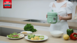 Ca lẩu điện mini đa năng 1.5L SUNHOUSE SHD4515G 2-in-1 (Nấu & Hấp) tiện lợi cho 1-2 người