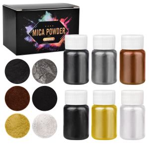 New 6 Colors Epoxy Resin Dye Mica Powder Powdered Pigments Set Resin Mica Pearlescent Resin Pearl Natural Micas Colorants Resin