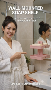 Double Layer Soap Holder Essentials Organizer for Bathroom| 16cm Height × 14cm Length