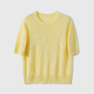 Silk Blend Short Sleeve Womens Knit Top