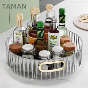 Rotating Spice Rack Kitchen Storage Shelf Home Multi-Function Organizer Plastic Turntable Kitchen Cooking Utensils Holder