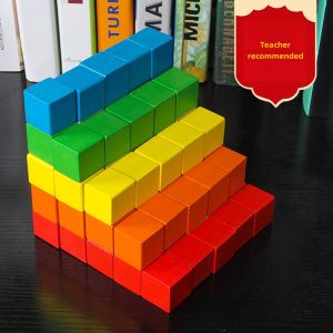 Colorful Cube Blocks Math Teaching Aids Elementary School Square Cuboid Small Wooden Blocks Educational Toys for Kids