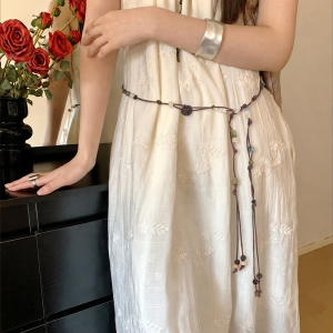 BILLI ZILLY | Bohemian Ethnic Vintage Braided Beads Waist Belt for Skirts Thin Wax Rope
