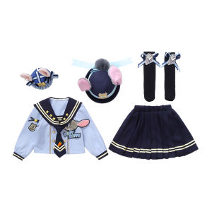 Spring Autumn Rabbit Police Officer Judy School Style Childrens Outfit Two Piece Set 