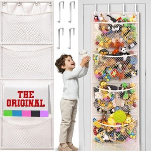 Over Door Hanging Storage Bag for Stuffed Animals & Baby Toys Hammock Toy Organizer Net Space-Saving Storage Solution
