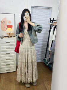 Textured Lace Insert Pleated High Waist Long Skirt for plus Size Women Casual Style Non-Stretch Elastic Waist Midi Skirt