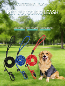 All In One P Rope Collar Free Dog Leash Outdoor Walking Training Anti Pull Anti Breakaway Durable Non Choking Pet Traction Rope