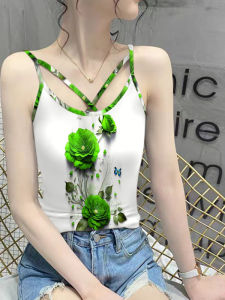 Áo Ba Lỗ in Họa Tiết Mùa Hè Cao Cấp Không Tay Dành Cho Nữ Áo Lót Áo Khoác Ngoài Che Bụng Dây Đeo Vai Áo Vest