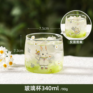 KAWASIMAYA High Borosilicate Glass Cup French Style Cartoon Design Tea Milk Cup Heat Resistant Single Layer round Shape Home Use
