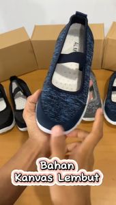 Sepatu Sneakers Kanvas Elastis Import Wanita S222 Slip Import On Wanita Sneaker Tanpa Tali Kanvas Wanita (+Box) Import