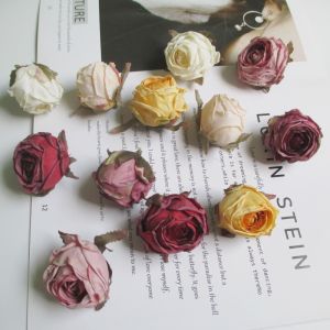 Artificial Dried Rose Bud Silk Flower Edge Burning Fake Flower DIY Hanfu Headwear Ancient Style Wedding Decoration