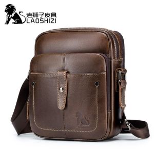 คุณค่า หนังแท้ผู้ชาย หน้าอกนุ่ม กระเป๋า Crossbody กระเป๋าธุรกิจพรรค กระเป๋าถือ 100% LAOSHIZI