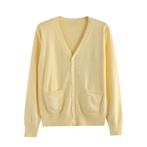 Áo Len Cardigan Dệt Kim Rộng Rãi Màu Vàng Cho Nữ Áo Khoác Ngoài Dài Tay Phong Cách Nhật Bản Đầu Thu Bộ Sưu Tập Mùa Thu 2024