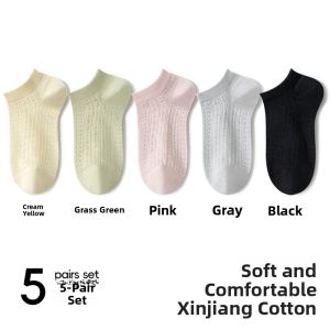 Miiow | Womens Summer Thin Boat Socks Anti-slip Breathable Absorbent Short Socks MiiOW Cat Person Cotton Nylon Spandex Mesh Knit