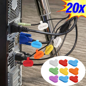 10/20 Nhãn cáp dây buộc cáp thể tái sử dụng với nhãn dây nhãn ghi khóa dán thẻ để quản lý cáp