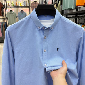 Áo Sơ Mi Nam Dài Tay 100% Cotton Nguyên Chất Thường Ngày Thêu Ngựa Nhỏ Thoáng Khí Không Cần Ủi Mùa Xuân Thu Áo Sơ Mi Cotton Nguyên Chất