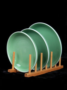 จานเซรามิกสีน้ำเงิน จานซุป จานอาหาร จานทรงกลม จานครึ่งดวงใหม่ลึก จานสร้างสรรค์สำหรับใช้ในบ้าน