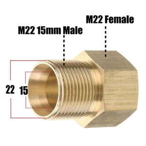 High Pressure Washer Coupler Metric M22 15mm Male to M22 14mm Female Reducer Thread Connector Hose Garden Water Pipe Adapter