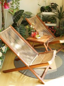 Garden Folding Lounger Chair Outdoor Leisure Sunbathing Versatile Wicker Chair Backyard Patio Table Chair Waterproof