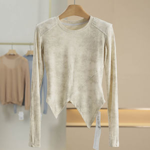 Slim Fit round Neck Long Sleeve T-Shirt Simple Design Overhead Style Autumn New Womens Fashion round Neck T-Shirt 2025 Spring