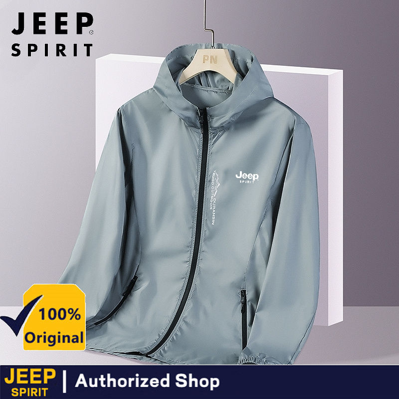Jeep Spirit Hiking jaket kalis air lelaki Camping Running Sun-perlindungan Windbreaker cepat kering jaket luar Coat