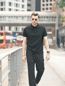 Polo barong for men short-sleeved white Formal Shirts loose lapel T-shirt Cotton office Casual Shirts