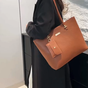Korean Simple 3IN1 Combination Bag Large Capacity Shoulder Tote Bag Commute Crossbody Phone Bag Card Pouch Three-Piece Set Bag For Women