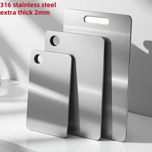 Thickened 2mm 316Stainless Steel Panel and Chopping Board Kitchen Household Double Sided Cutting Board Block Kneading Dough Boa