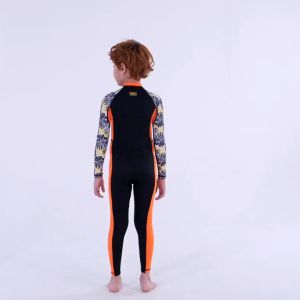 One-Piece Children Swimsuits Kid Swimwear Boys Long Sleeve Sun Protection (including swimming caps) Quick Drying Baju Berenang Anak Laki Laki