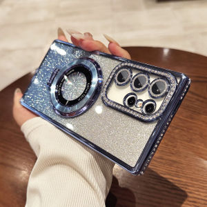 Magnetic Absorption Stand Compatible with Samsung Galaxy S25/S25+/ultra/S24/S23 Diamond Encrusted Full Cover Protective Case