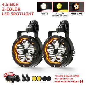 HAOLIDE 3inch Led Work Light Motorcycle Driving Light 2-Color 6000k 3500k High Low Beam Amber DRL for off-road use MotorbikeIP68