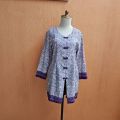 Atasan kebaya wanita ungu muda pastel lilac L cewek MEWAH lengan panjang kancing model cheongsam. 