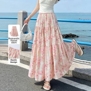 BALENO | New Sweet Pink Floral Print A-Line Skirt
